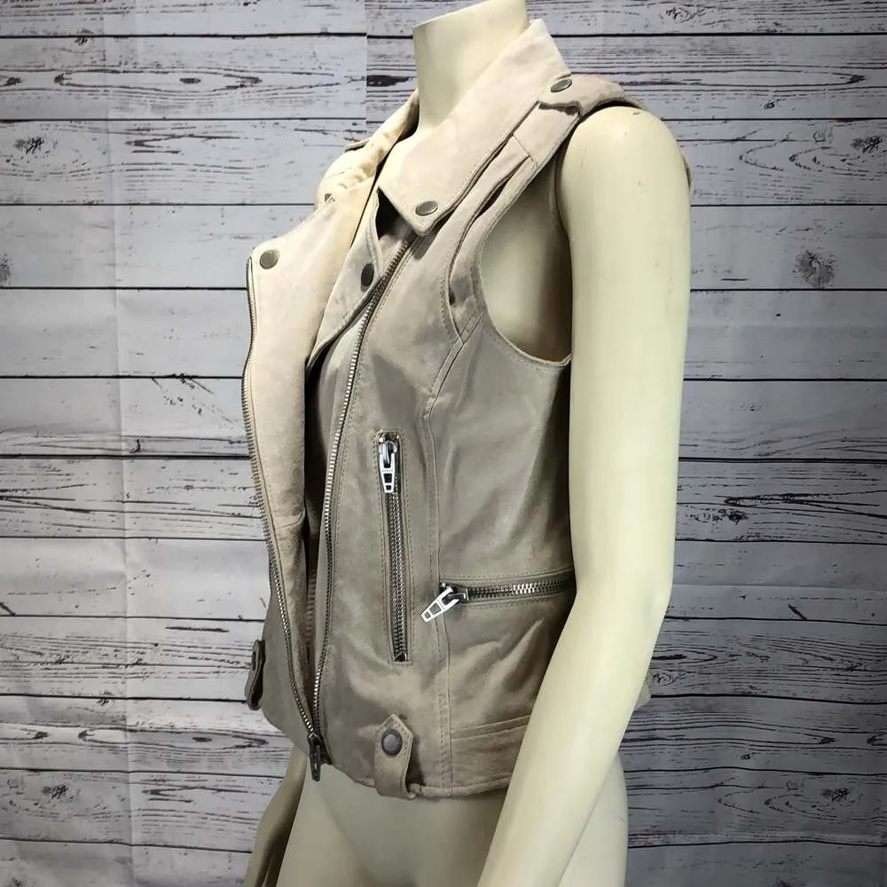 Blank NYC Suede Leather cZip Front Moto Vest size medium - Image 9