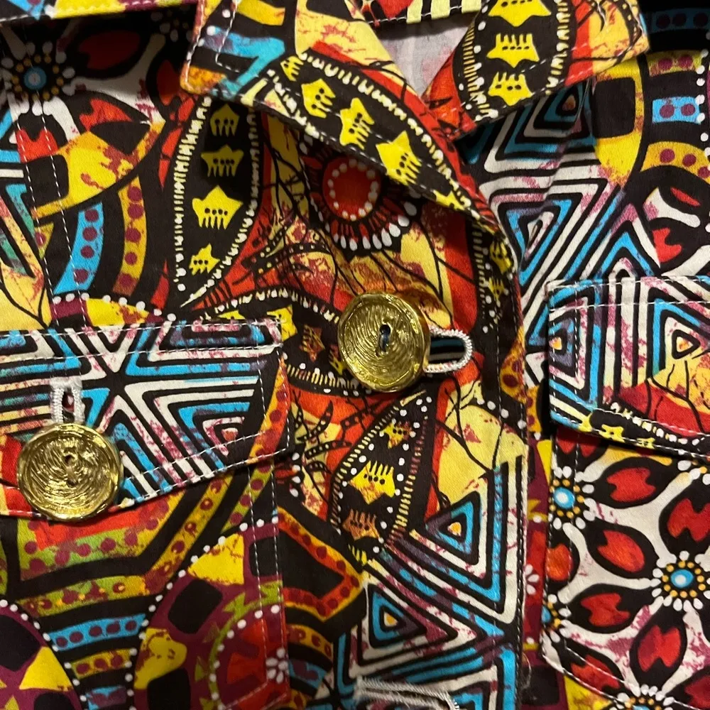 BEREK Abstract Artsy Colorful
Button Front Lightweight Cotton jacket large - Image 2