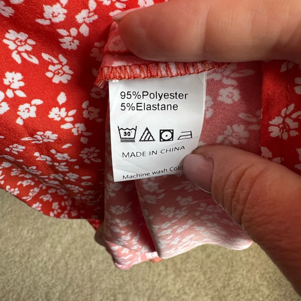 NWT Beachsissi V-Neck Floral Print Dress in Orange & White - Image 10