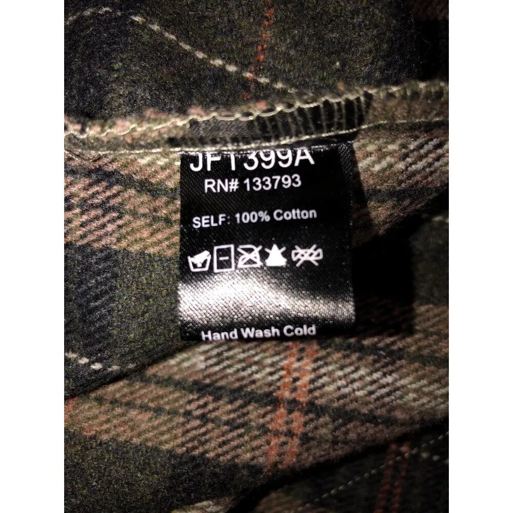 POL Plaid Button Up Jacket Size M Frayed Distressed Hem Green Flannel Pockets - Image 9