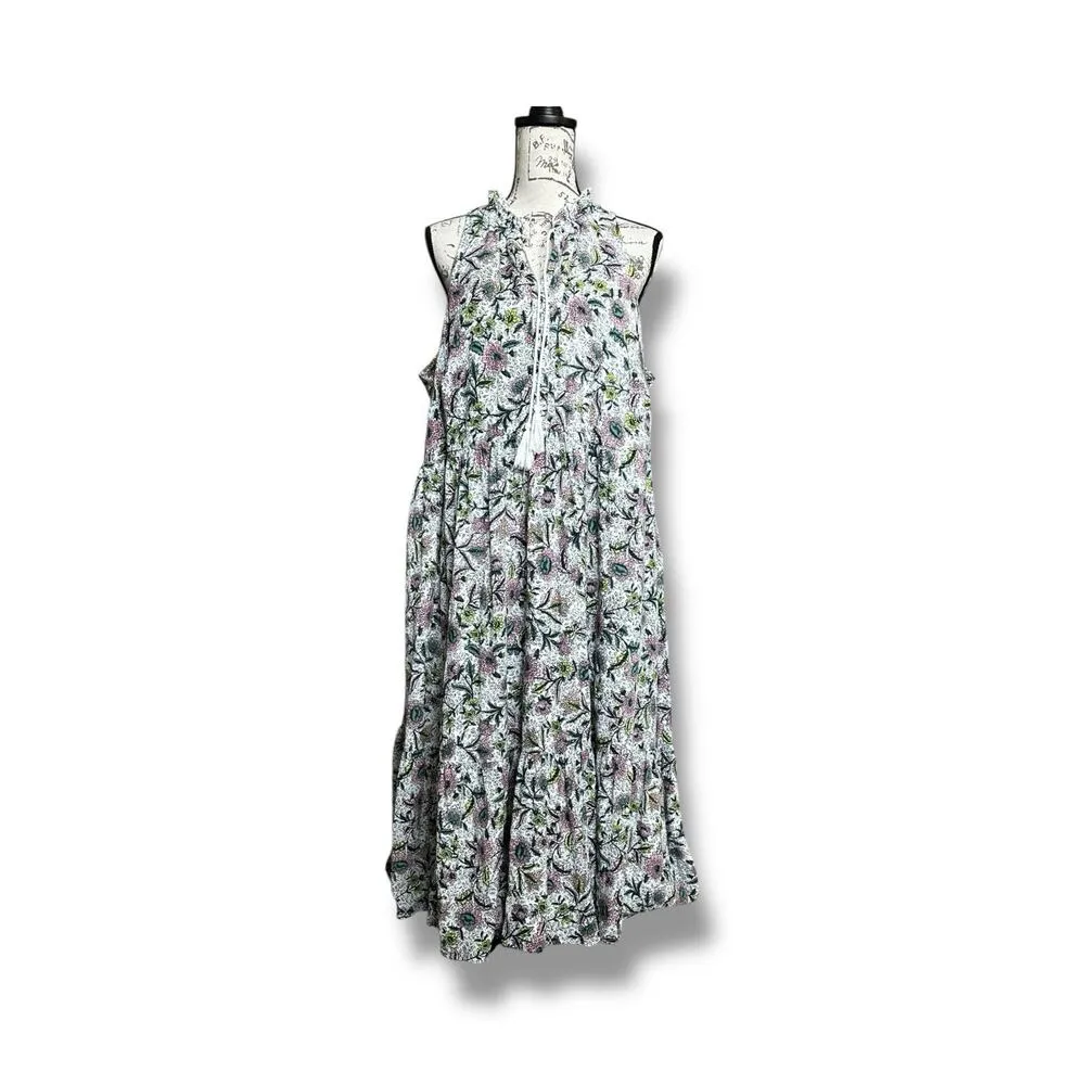 Torrid Midi Wash Gauze Tiered Dress Chessie Linework Floral Tank Pockets Size 2X - Image 3