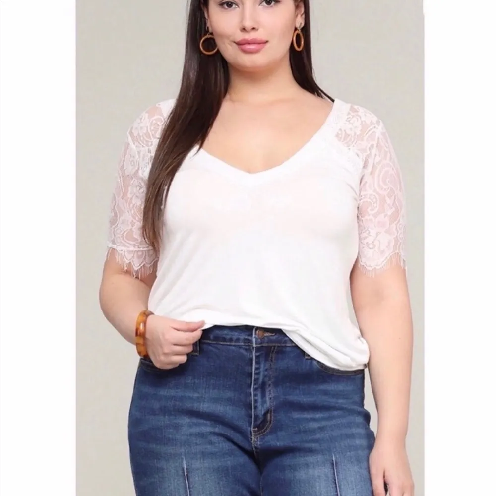POL |‎ Women’s Plus Size Lace Tee Shirt - Image 2