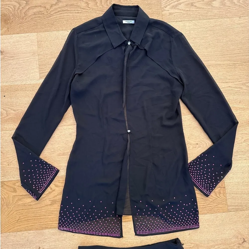 House of CB - Mistress Rocks Mini Skirt in Black with Purple Crystals - Image 3