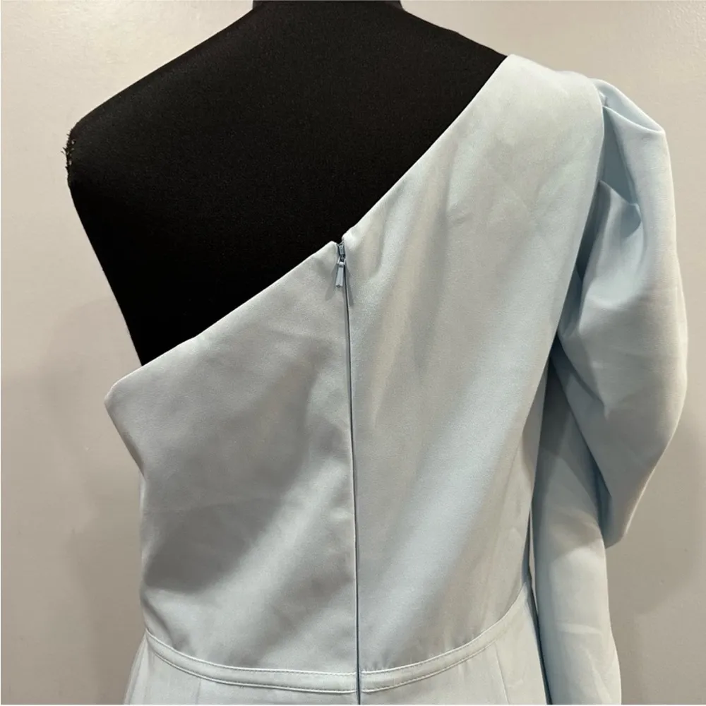 Mac Duggal leena 26592 70149 Light Blue One Shoulder Long Sleeve Gown Dress 10 - Image 6