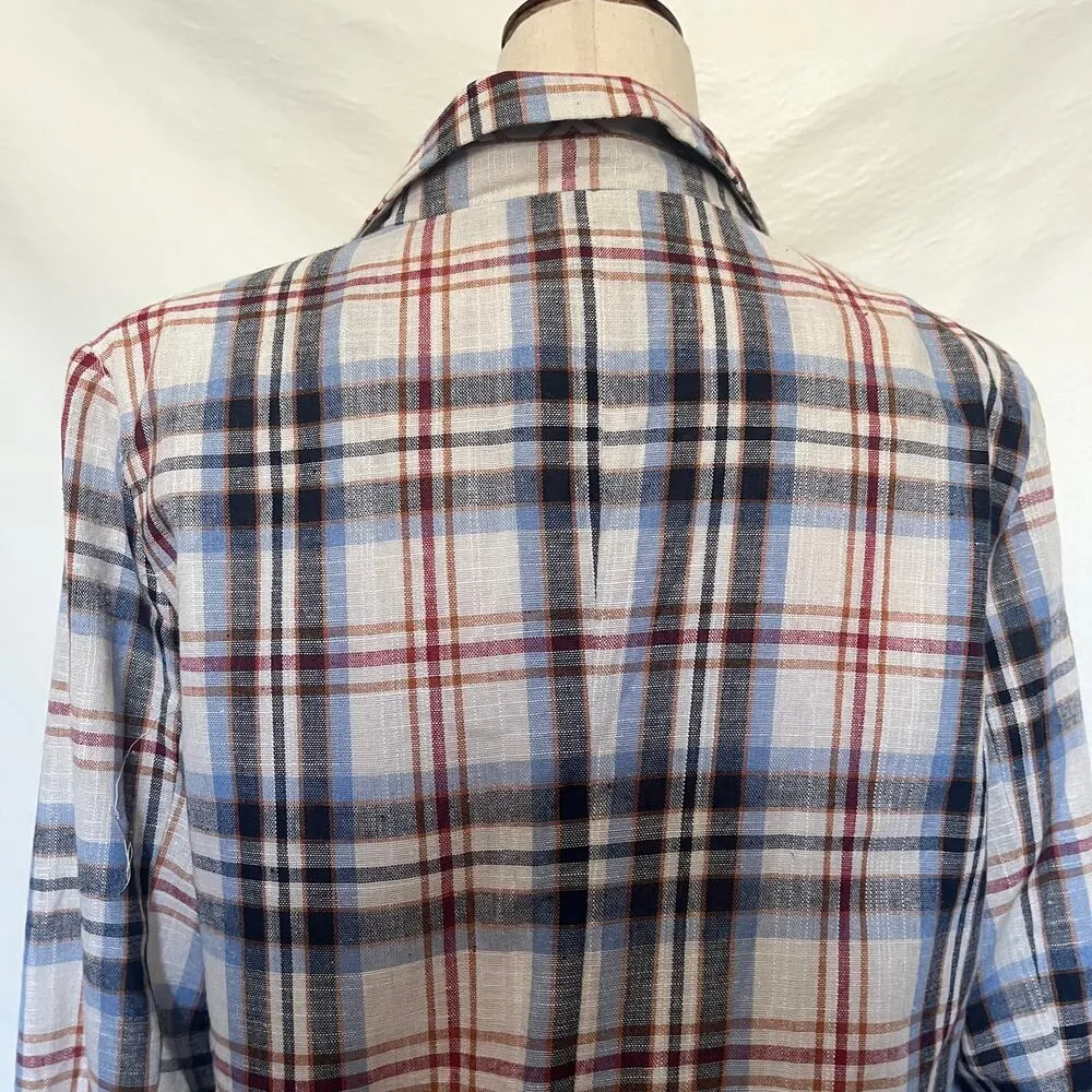 Gilli Plaid Women Blazer Sz S Preppy One Button Academia Checkered Soft Girl Y2K Blue - Image 8