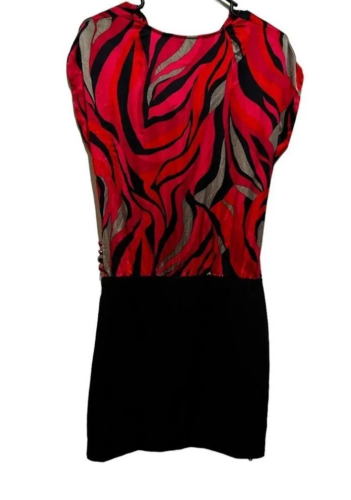 TRINA TURK SILK PINK SLEEVELESS BLACK KNIT PENCIL SKIRT DRESS 4 - Image 2