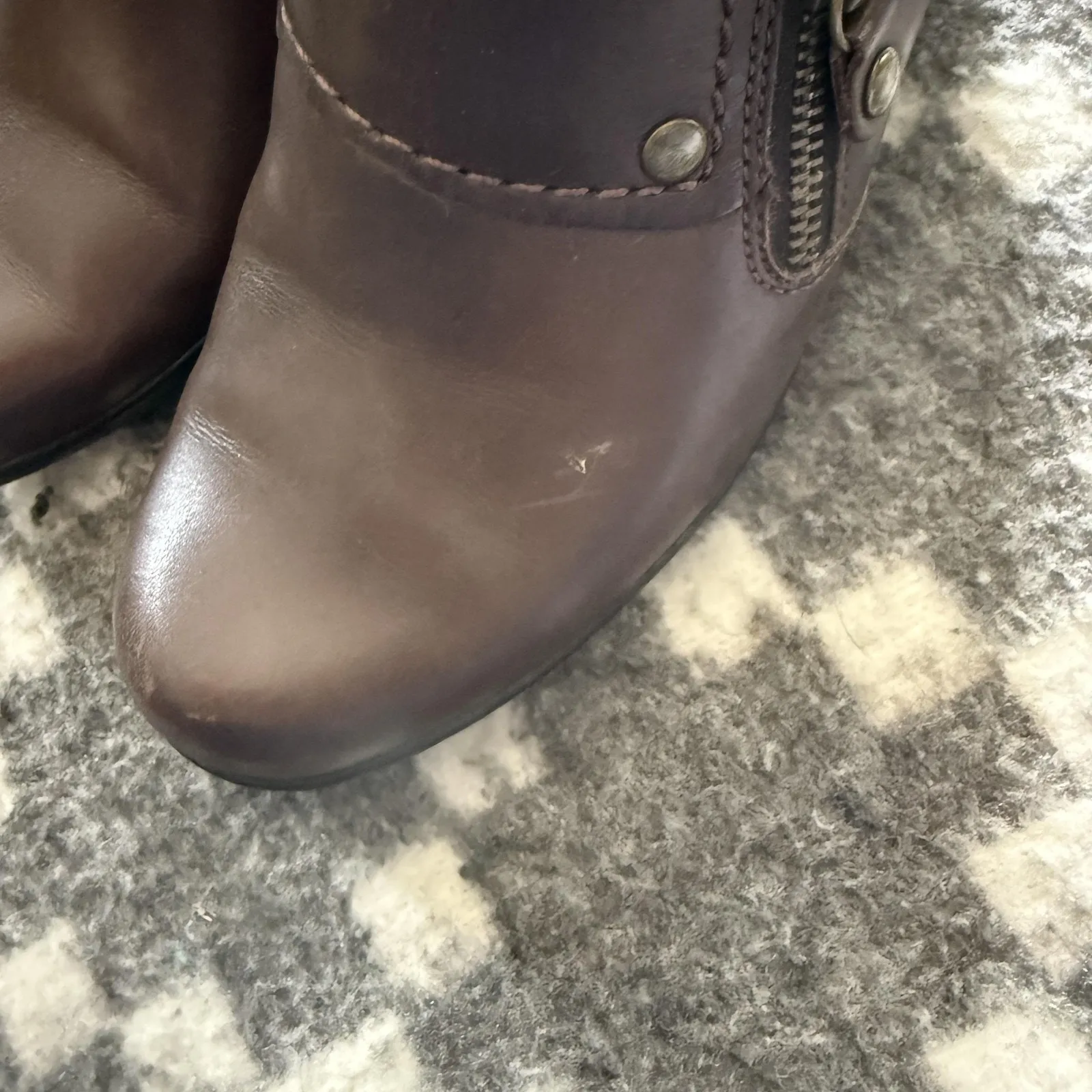 Clarks Bendables Shoes Womens‎ Size 8M Brown Leather Slip On Heel Comfort Zipper - Image 6