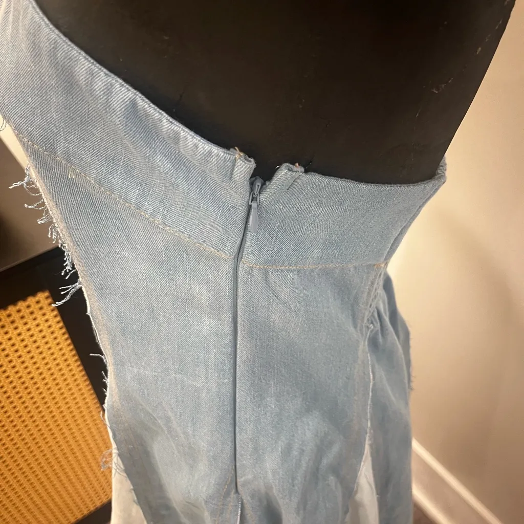 Pilcro Strapless Denim Western Festival Mini Dress Size Large - Image 4