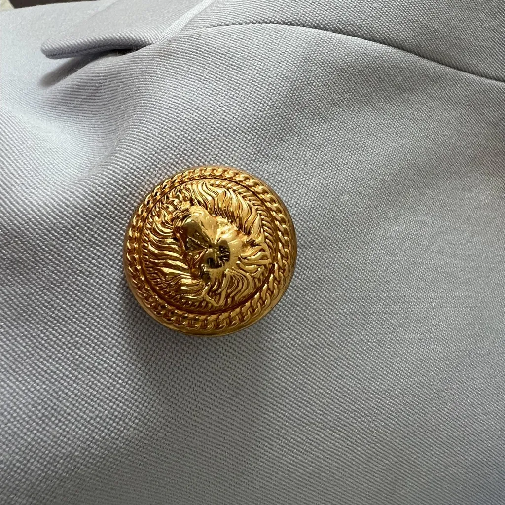 NWT BALMAIN Blue Double-Breasted Blazer in Light Blue - Image 8