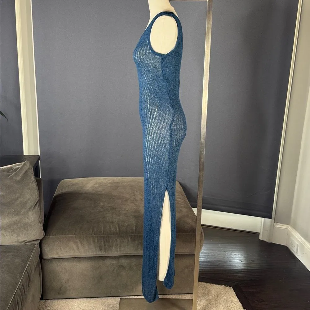 Women’s Shade & Shore Blue Knit Sheer Maxi Tank Cover Up Size M 8/10 NWT - Image 5