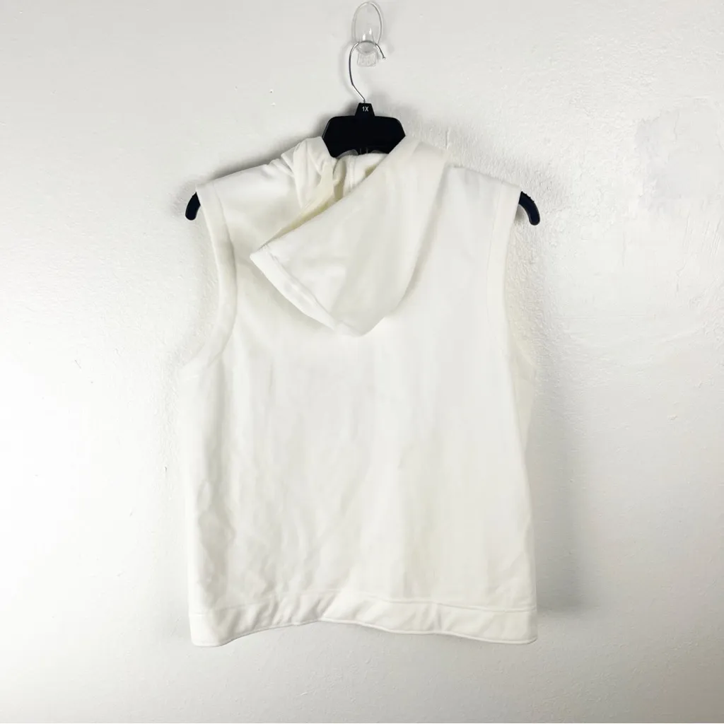 NoBull Cream Zipper Pockets Sleeveless Drawstring Hoodie Sweatshirt, Size Large - Image 2