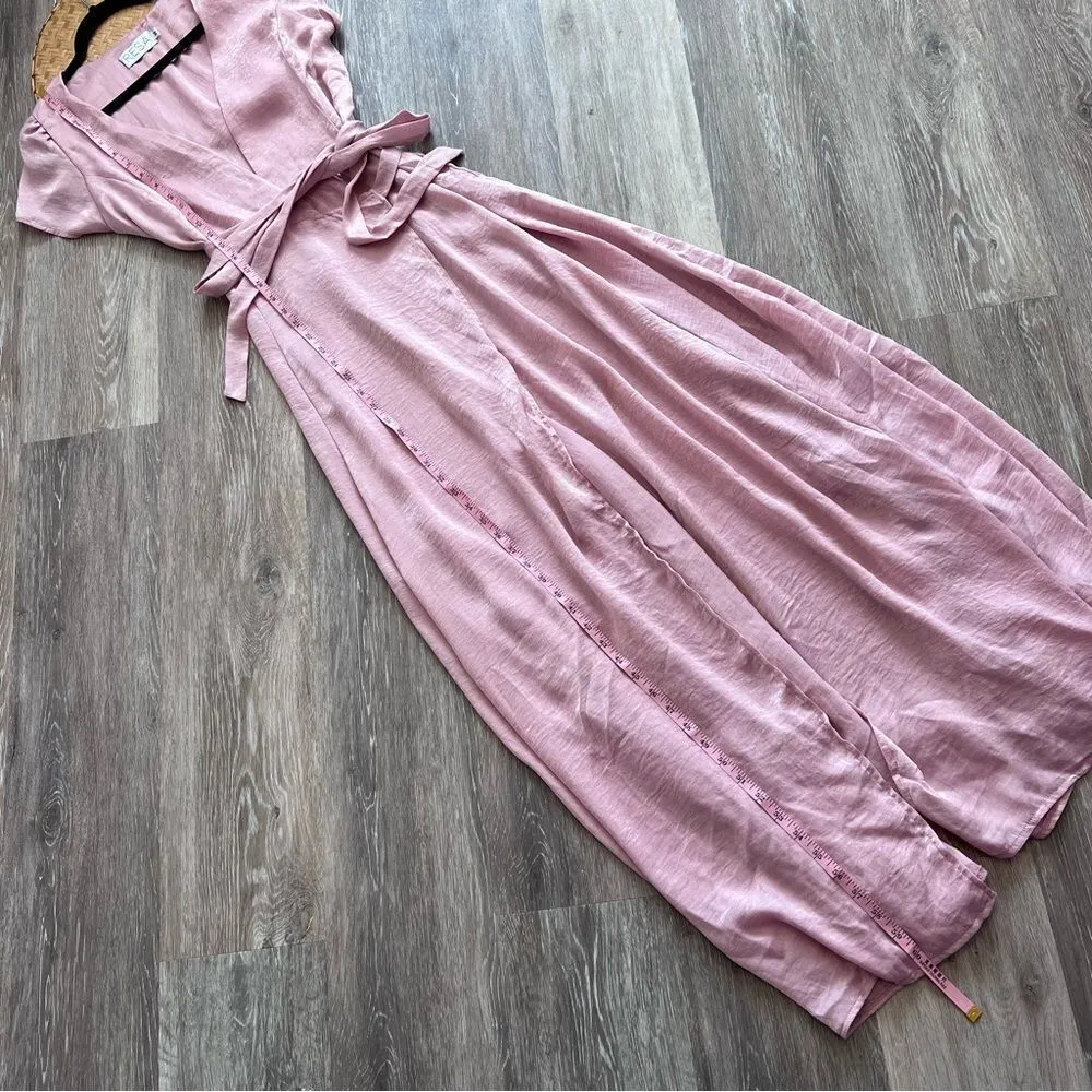 Revolve resa‎ Lindsay dress pink satin wrap maxi Size M - Image 6
