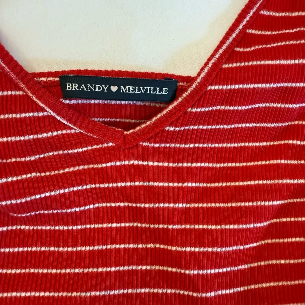 Brandy Melville  Red & White Ribbed Camisole Top - Image 4