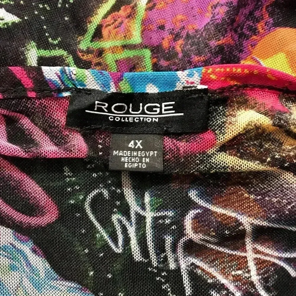 Graffiti Printed Sheer Mesh Maxi Dress Black Size undefined - Image 7