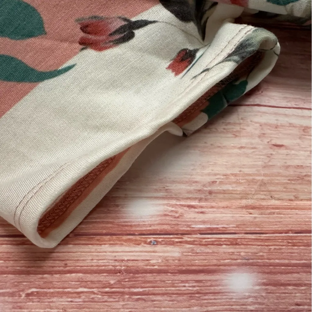 Vanilla Bay Pink Floral White Striped French
Terry Knee Length Dress - Image 8