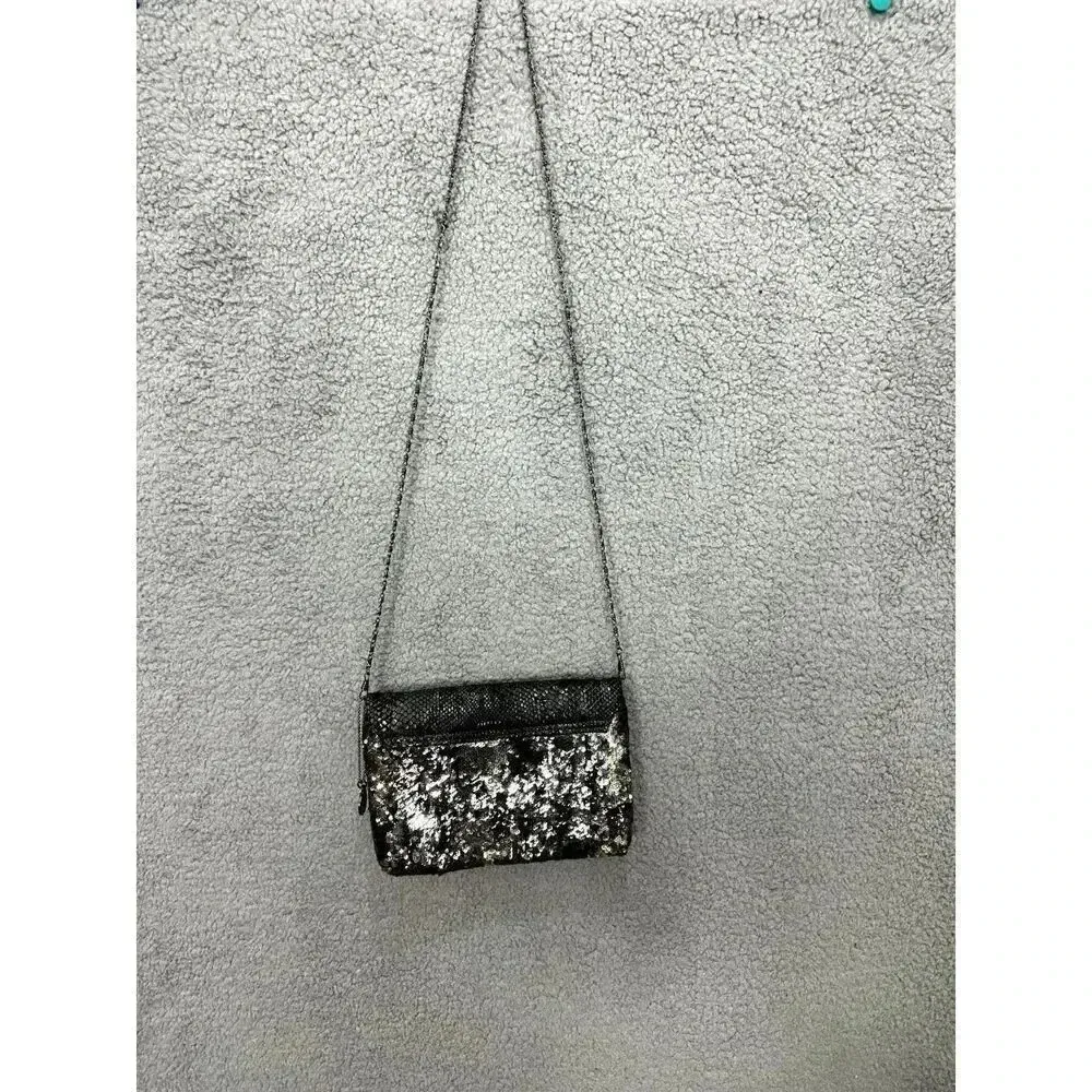 Big Buddha‎ Faux Snake Skin sequin Clutch Purse black Shoulder Chain Strap y2k - Image 7