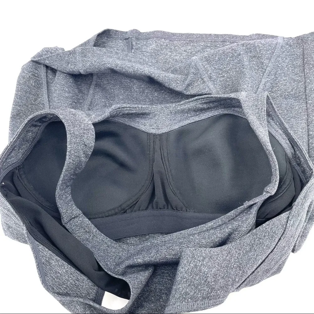 Athleta Gray Racerback Cross Strap Built In Bra Tank Top - Image 8