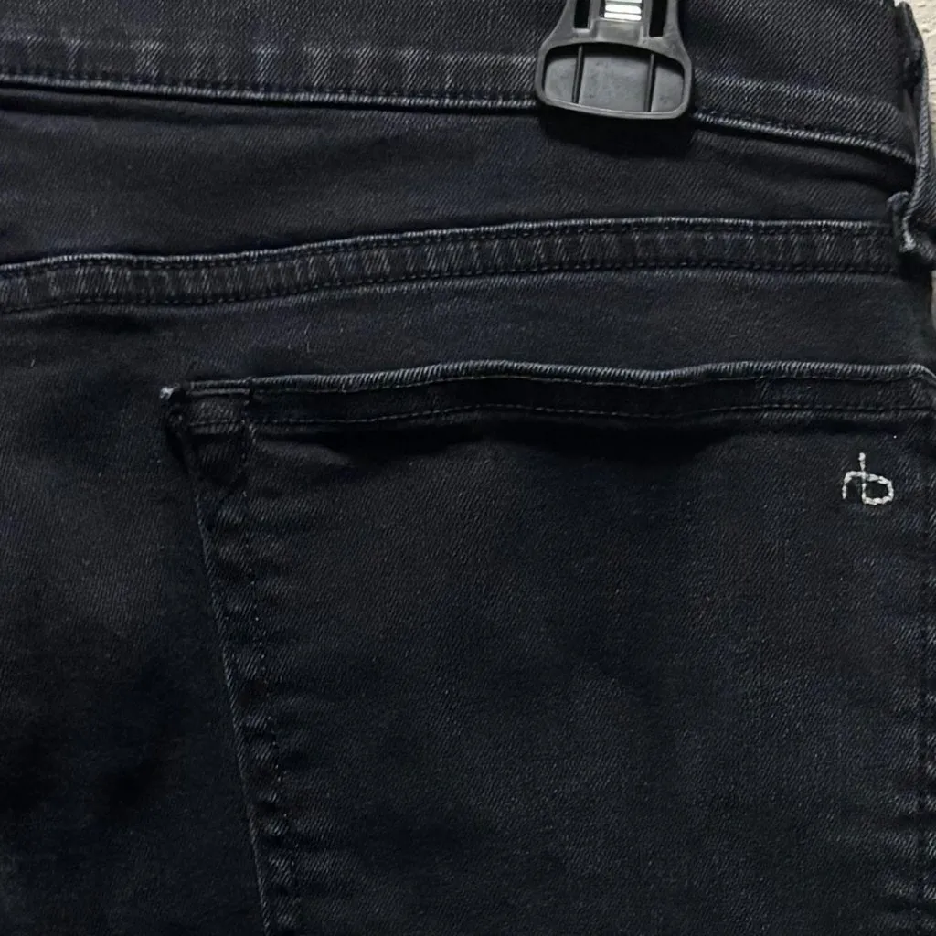 Rag & Bone Stone Black Ankle Dren Slim Boyfriend Jeans  Frayed Hem Size 28 - Image 9