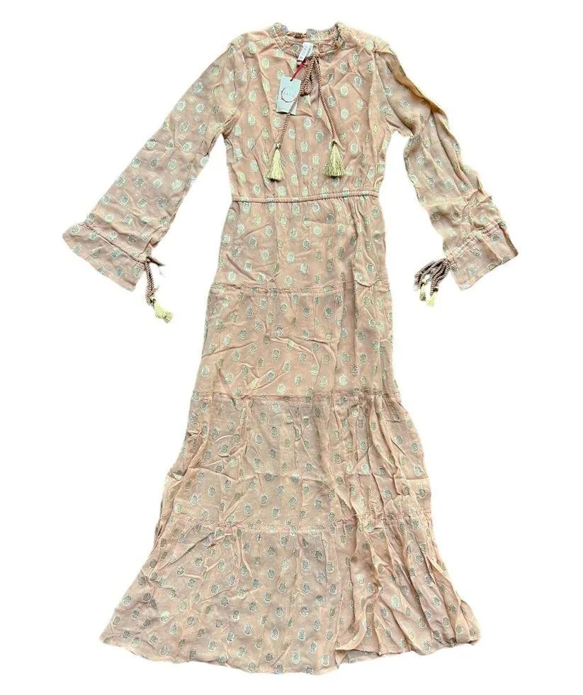 NEW Raga Kenna Womens Metallic Tiered Maxi Dress Size XS - Image 2