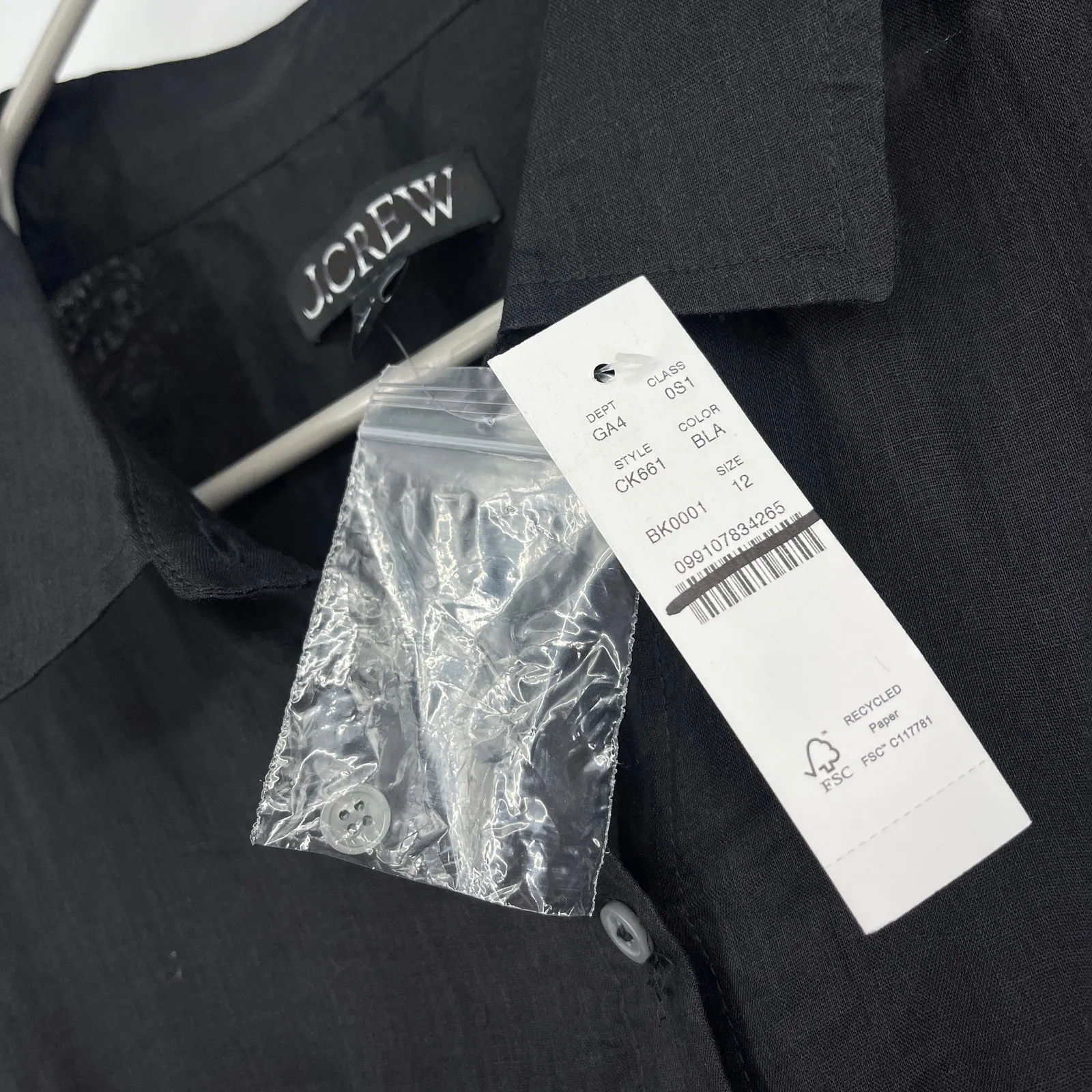 J.Crew Cerise shirt-dress in ramie Black Size 12 NWT Old Money Quiet Luxury - Image 7