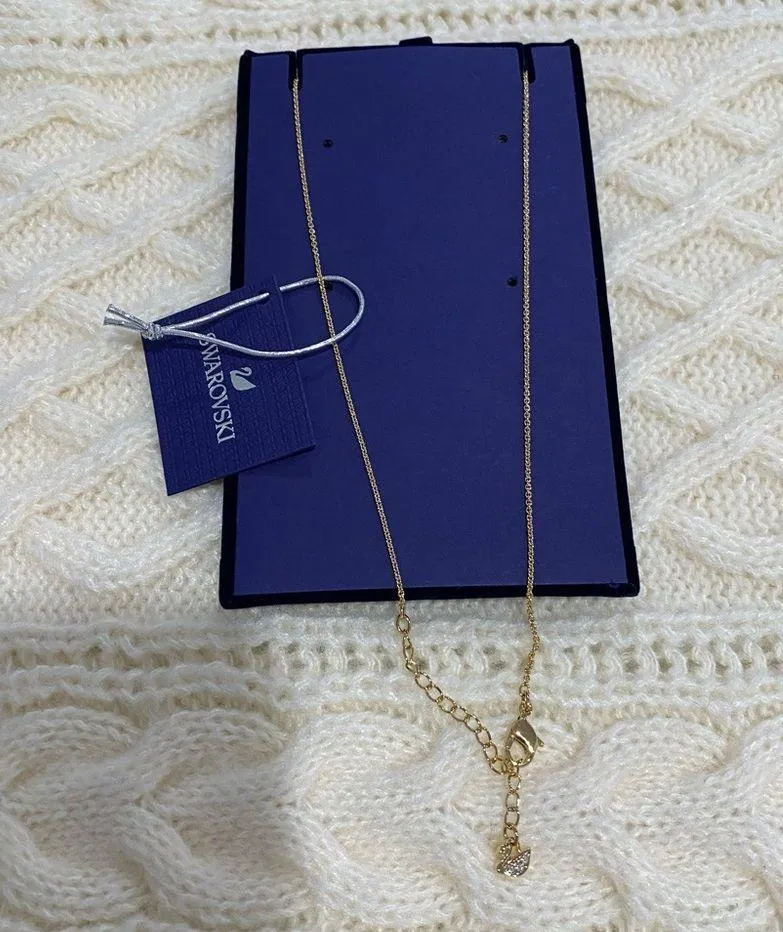 Swarovski Pleasant Gold Tone Czech White Crystal Necklace 5497885 Valentine’s - Image 6