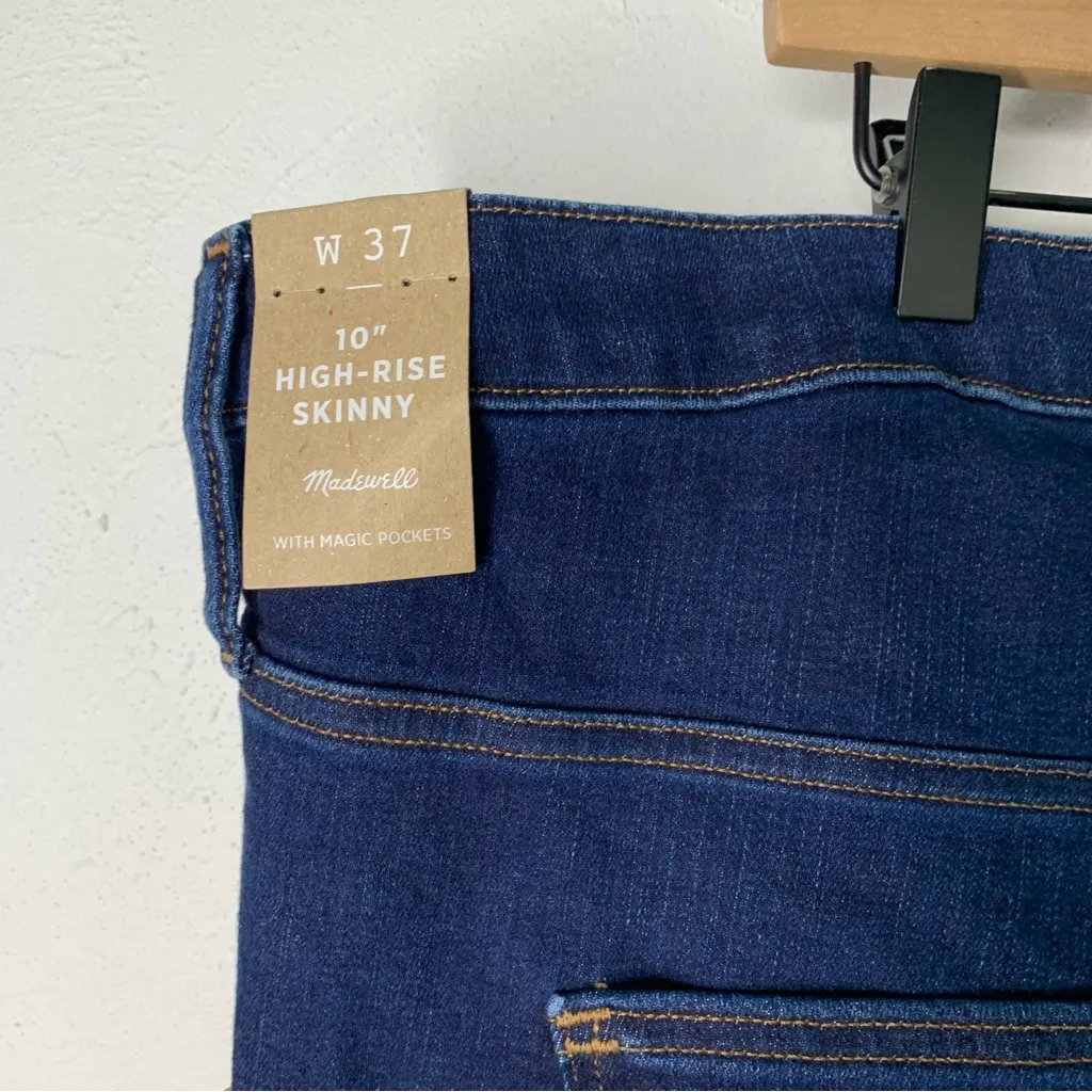 Madewell Waist 37” NEW 10” High Rise Skinny Jeans Dark Wash Classic Minimal - Image 4