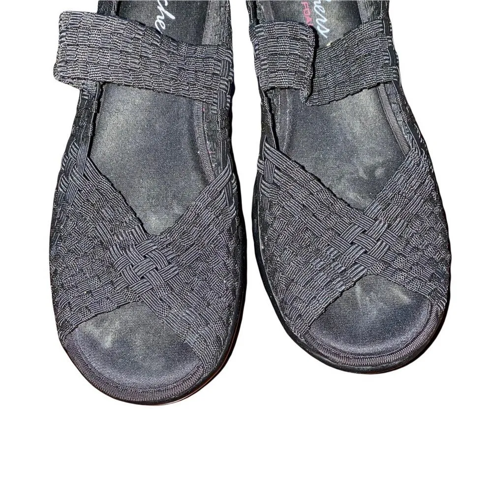 Skechers Walking Platform Slip on Mary Jane Open Toe Shoes Black size 8.5 - Image 9