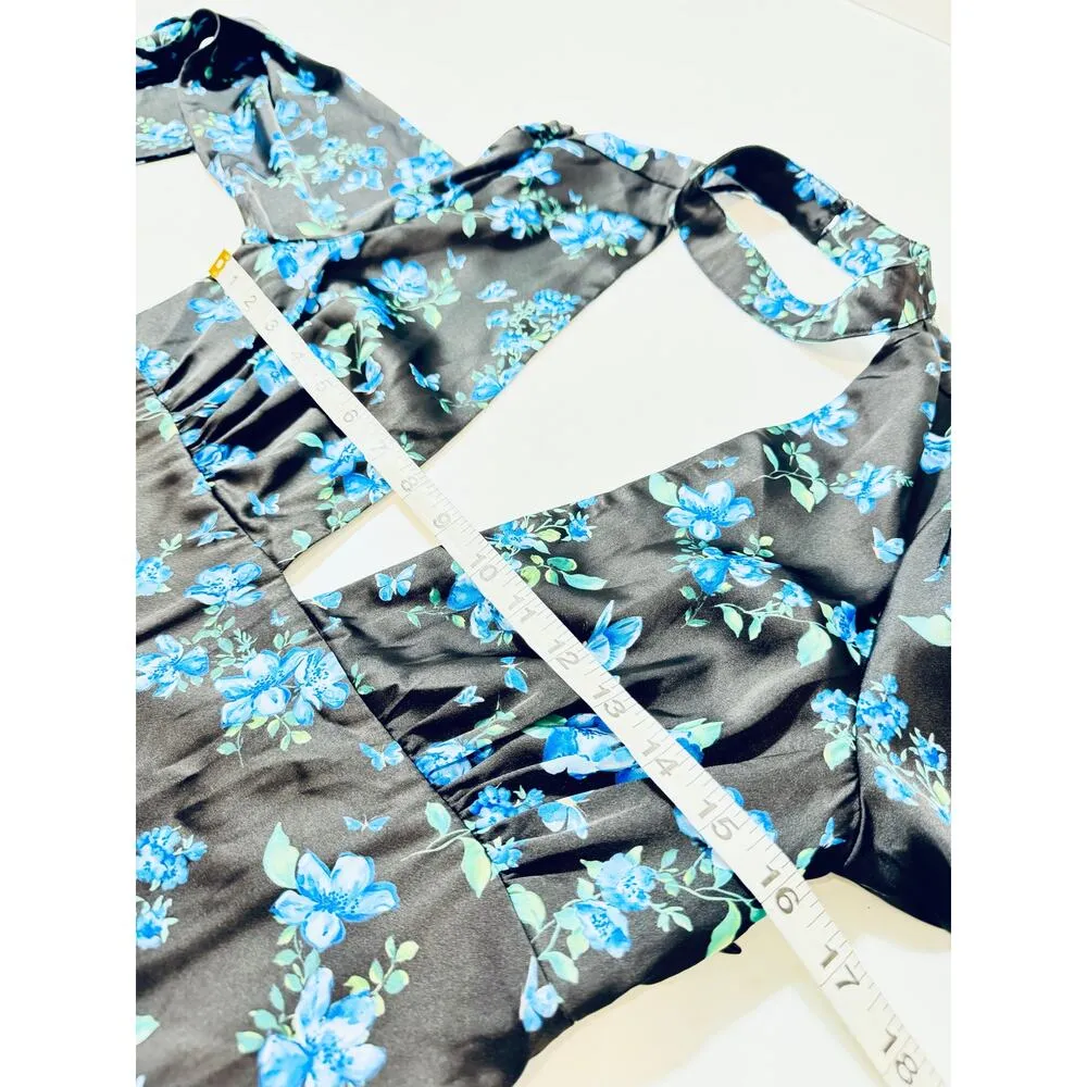 Majorelle Stellina Dress Floral Choker Neckline Backless Long Gown with Slit - Image 7