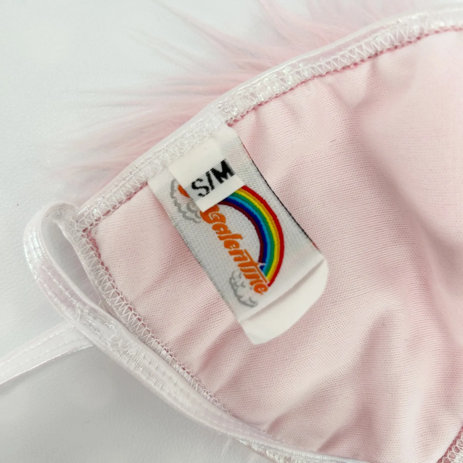 J. Valentine Womens Festival Pink Fuzzy Fur Triangle Bikini Halter Crop Top S/M Size undefined - Image 5