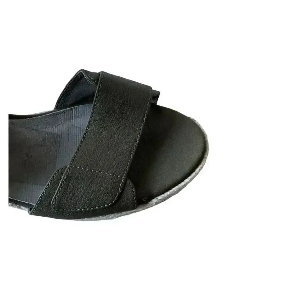 Eileen Fisher Winnie olive green tumbled leather wedge espadrilles shoes Sz 9 - Image 10