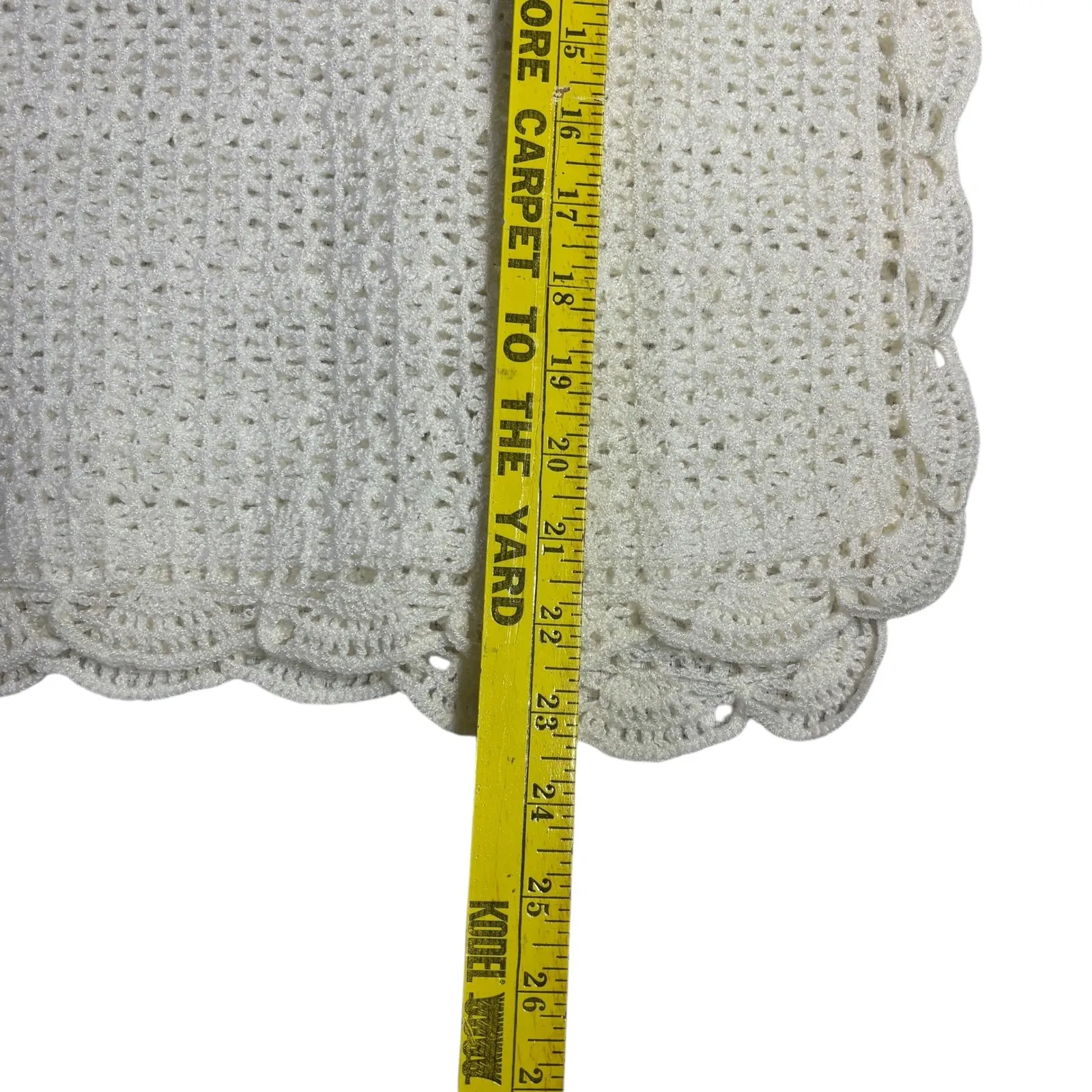 Handmade Cream Crochet Knit Open Front Shawl Wrap Scarf Cardigan 40x23" White - Image 7