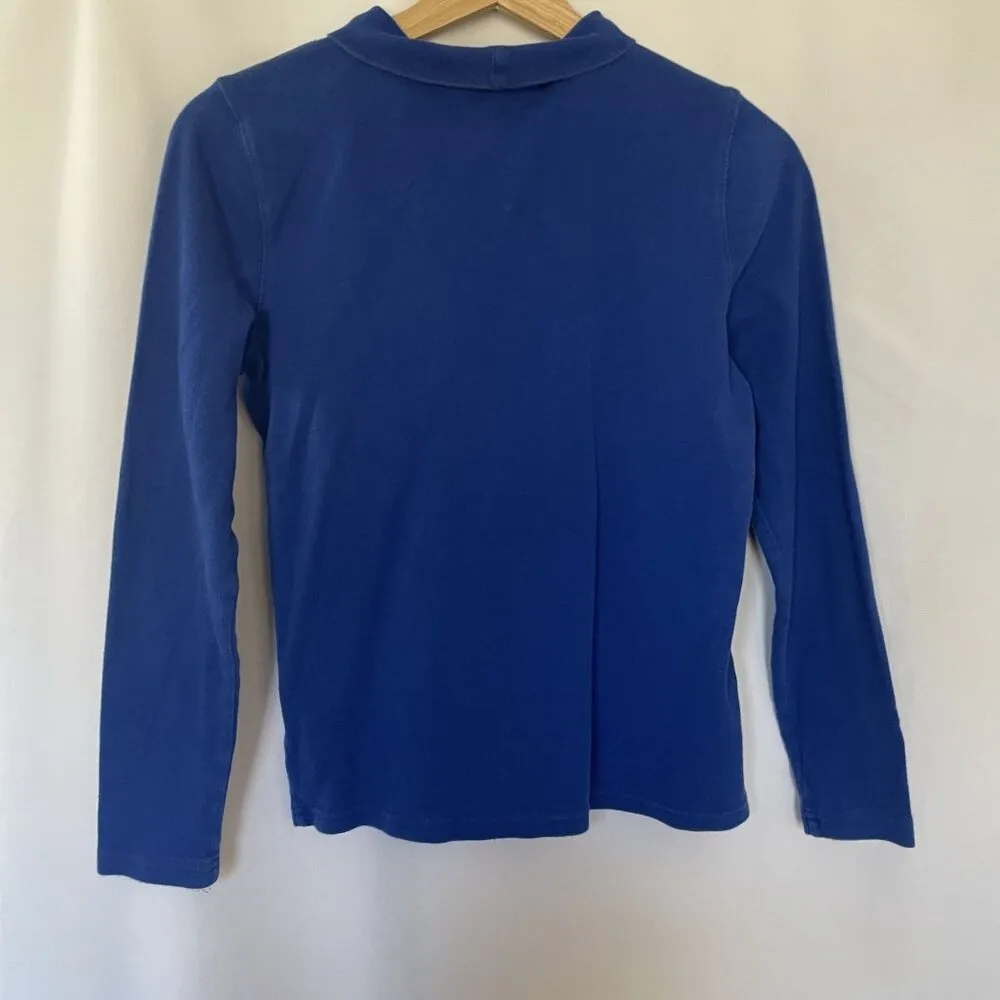 Blue Long Sleeve turtleneck Top S 100% Cotton sweater royal - Image 7
