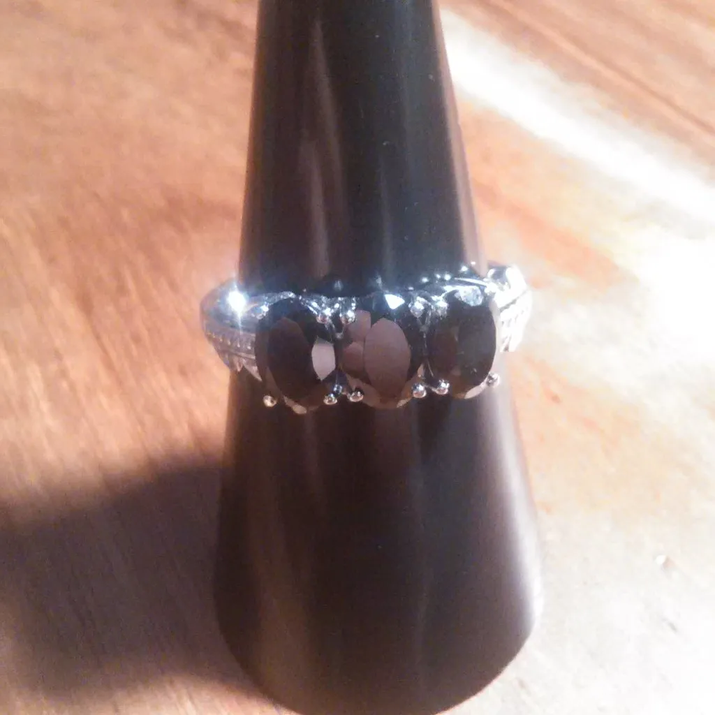 Thai Black Spinel Stainless Steel Ring (Size 8) - Image 12
