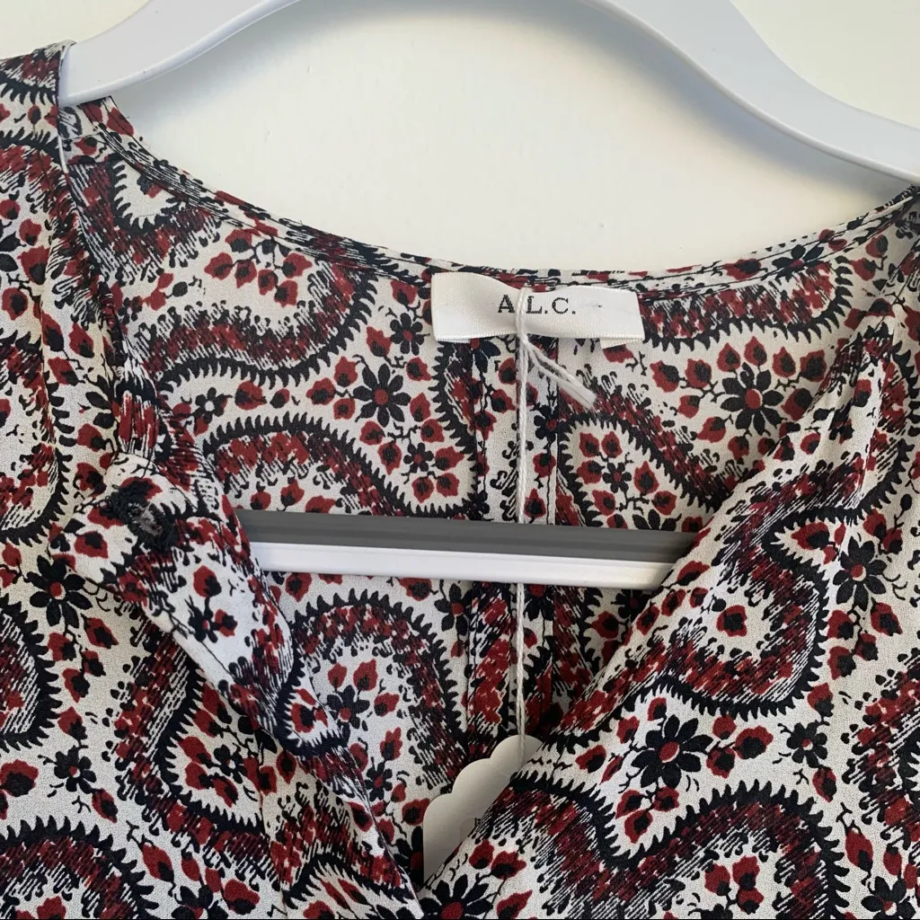 A.L.C. Multicolor Randi Floral Silk Calico Prairie Paisley Mini Casual D… - Image 4