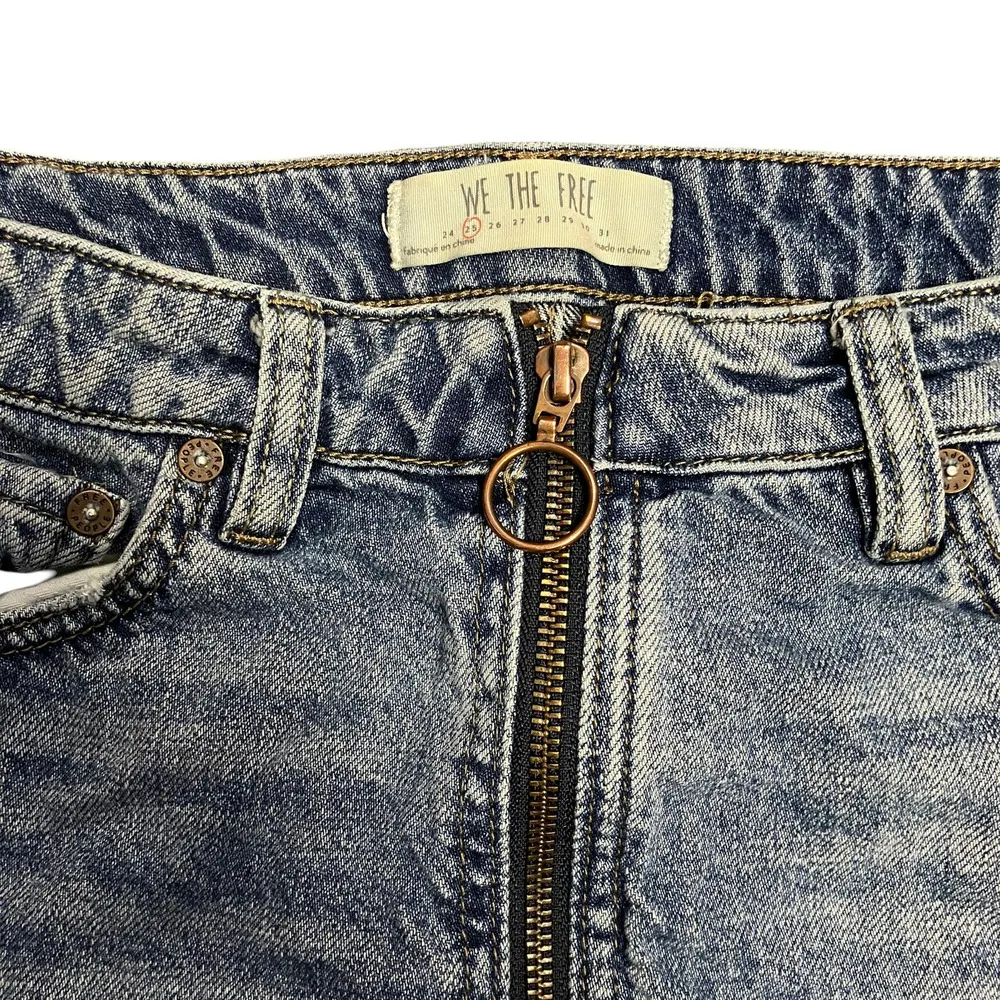 We the Free Womens Front Zippered Denim Jean Cutoff Mini Skirt Size 25 - Image 2