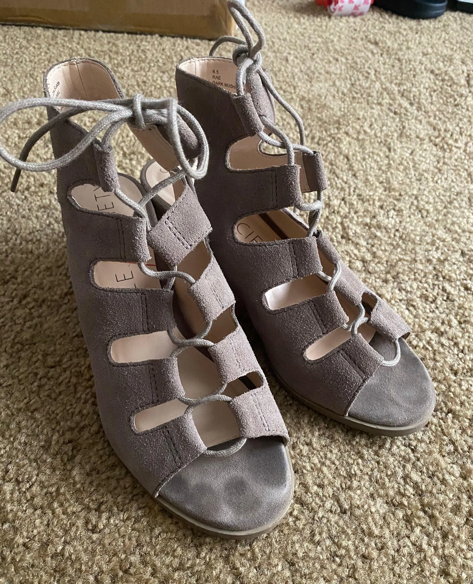 Sole Society Block Lace Up Suede Booties - Image 3