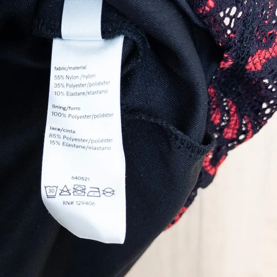 Y2K Venus Womens Lace Off Shoulder Top Size S Black Red Whimsigoth Dark Romantic - Image 5