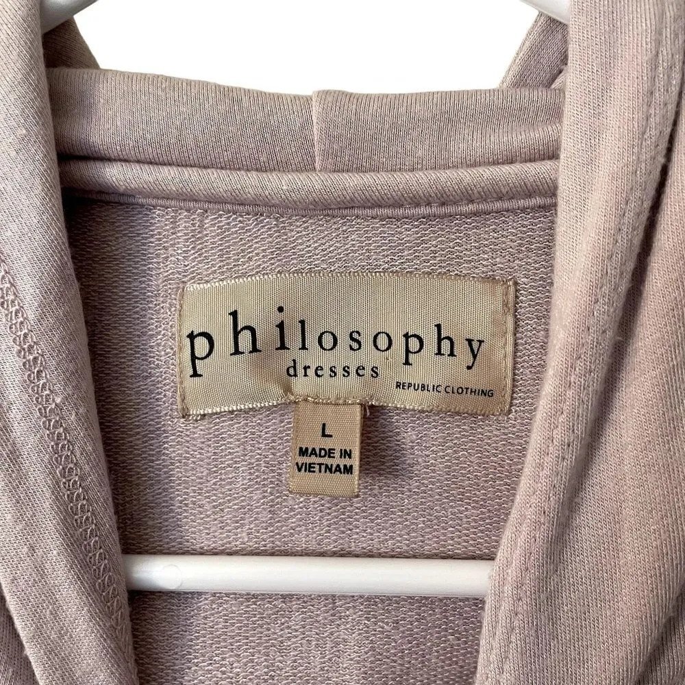 Philosophy Republic clothing dresses pink hooded midi short sleeve dress pockets Size L - Image 4