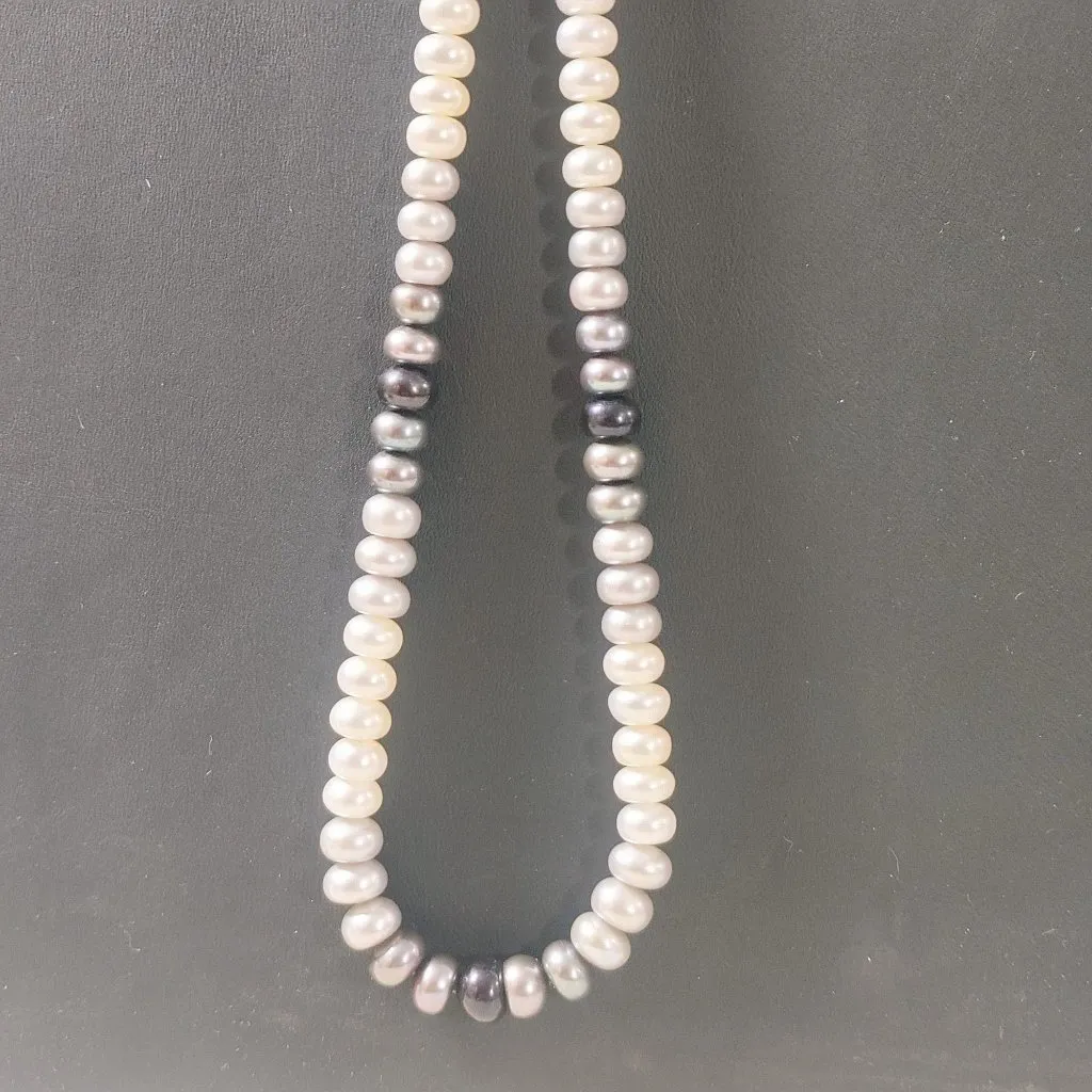 Honora 925 Sterling Silver Tuxedo Pearl Necklace Multicolor Black White Pearls Size 18 - Image 12