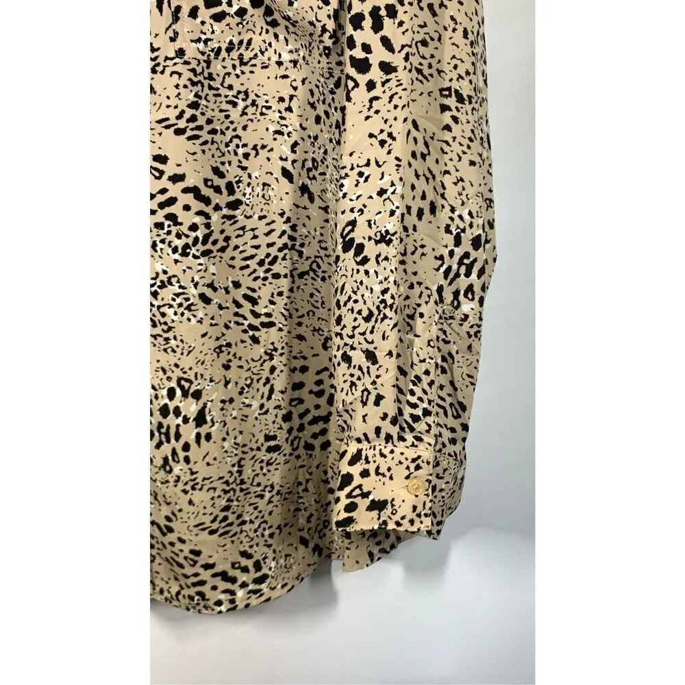 Maurices Womens Animal Print Long Sleeve Button Down Shirt Tan And Black Size 3X - Image 3