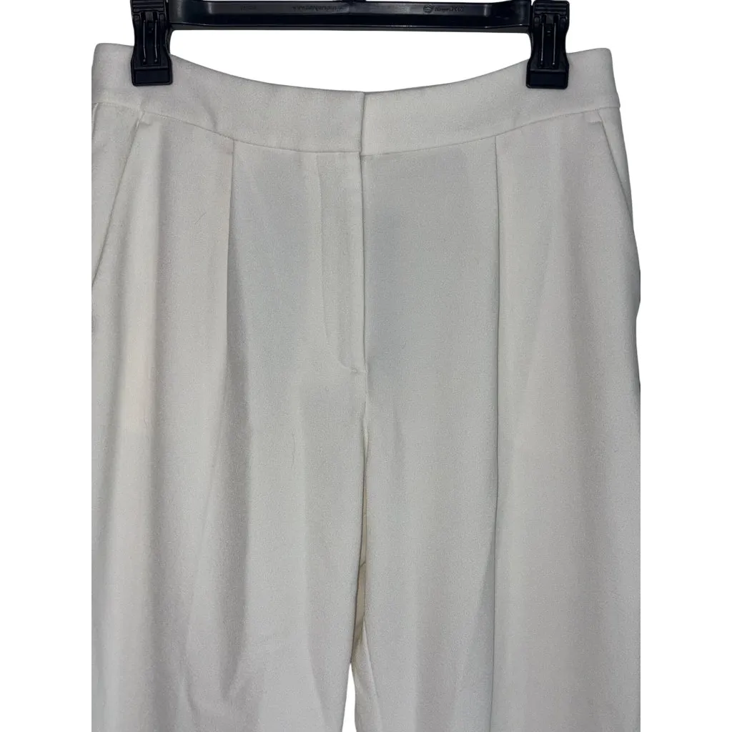 SANS FAFF Pin Tuck Palazzo Pants in White Small New Womens Tailored Trousers - Image 6