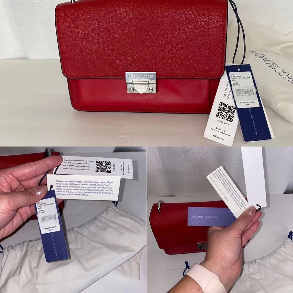 Rebecca Minkoff SM CHRISTY LEATHER SHOULDER BAG - RED IN SCARLET new w/ tag - Image 5