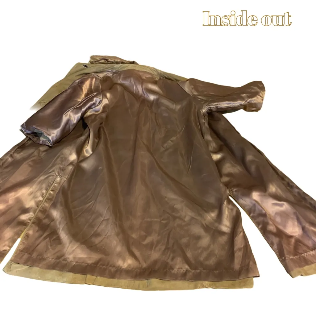 VINTAGE 1970'S BROWN SUEDE W/BLONDE MINK COLLAR SWING COAT (M) Size M - Image 12