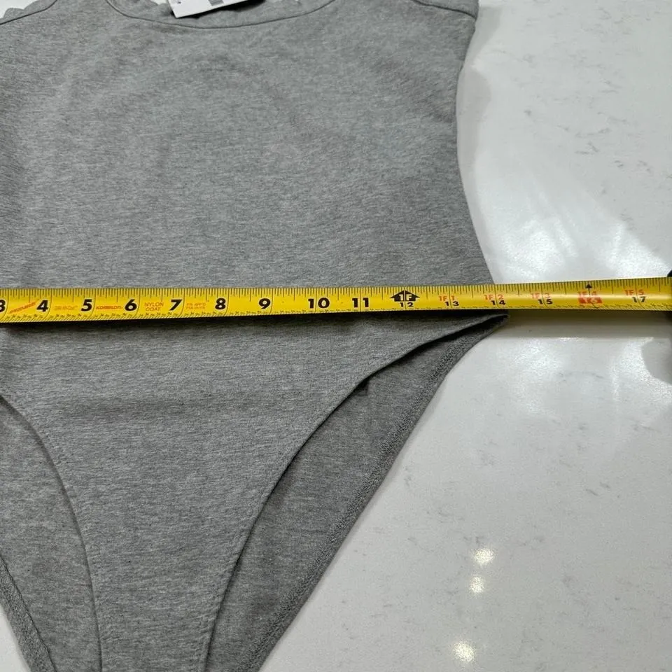 NWT Forever 21 Bodysuit L Womens Grey Knit Sleeveless Contour Sculpt - Image 4