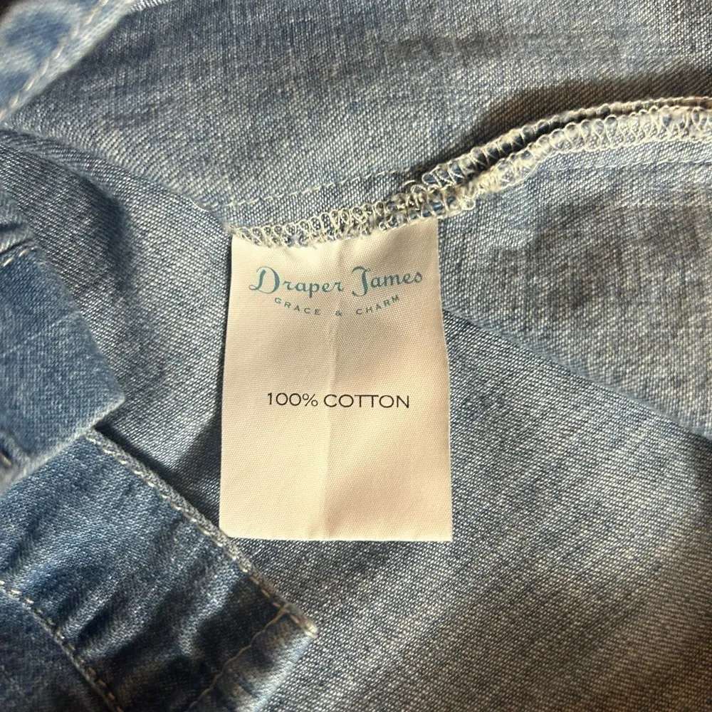 Draper James Top‎ Womens 4 Blue Chambray Bell Sleeve Button Down Top - Image 7