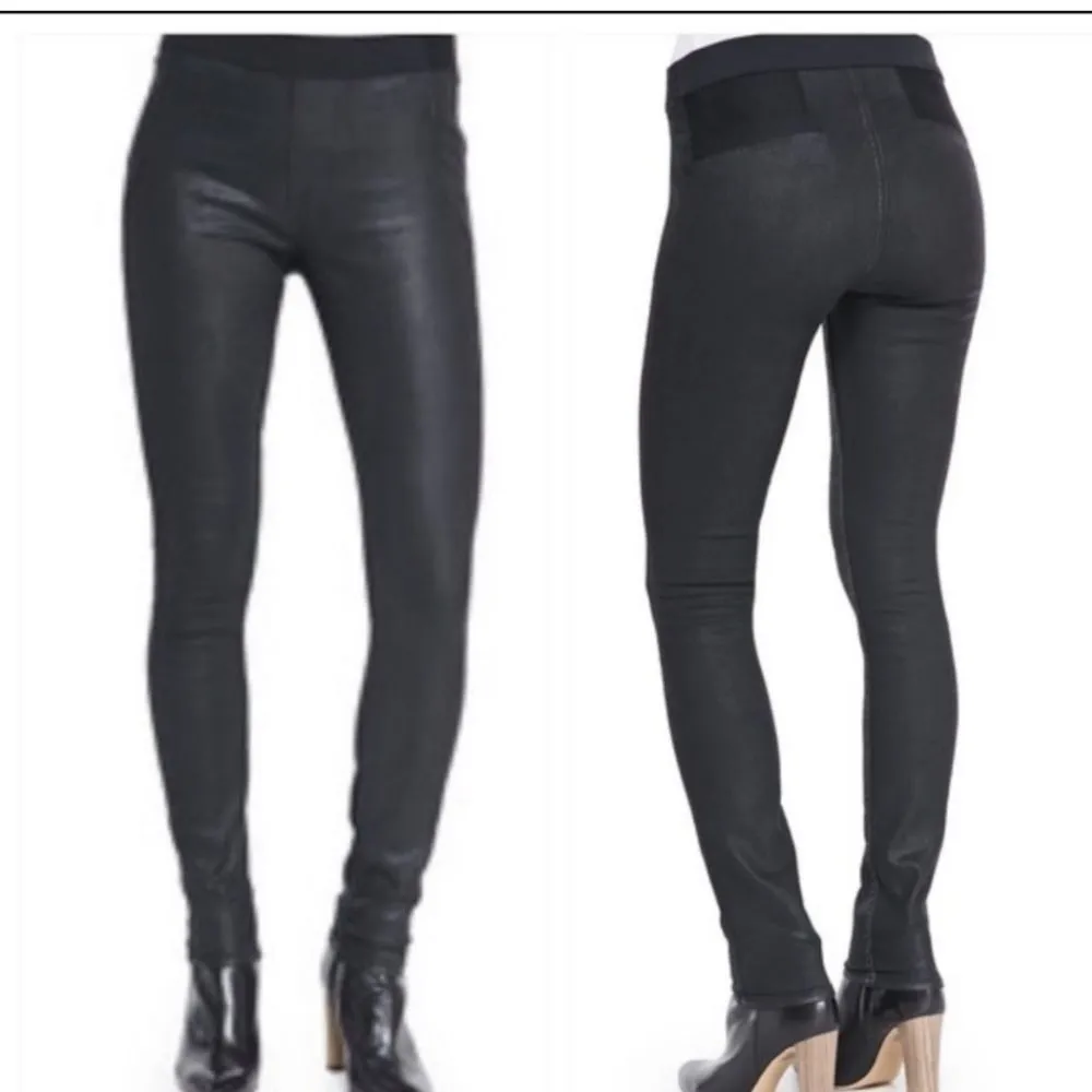 Elie Tahari Shiny Coated Denim Jeggings Blue‎ Skinny Pants Size 29 - Image 3