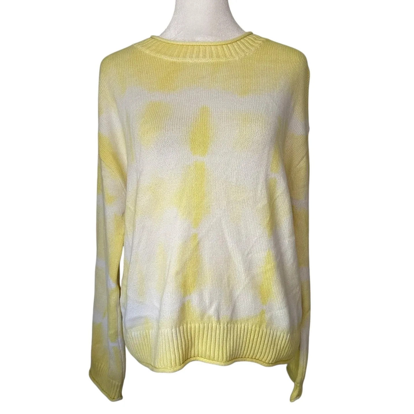 Elizabeth & James yellow & white tie-dye knit sweater size M - Image 2