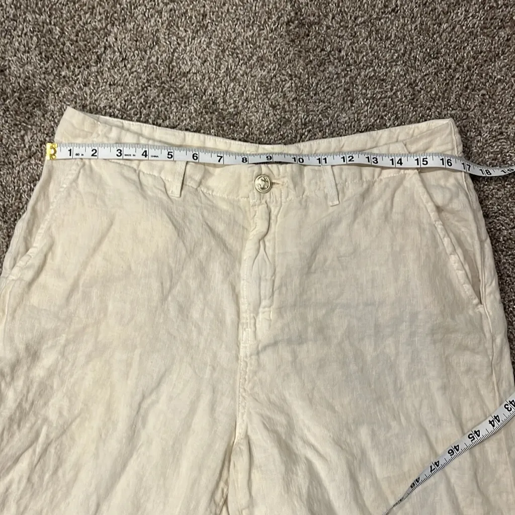 L’AGENCE Henderson High Rise Crop Wide Leg 100% Linen Pants in Oat Color Size 30 - Image 9