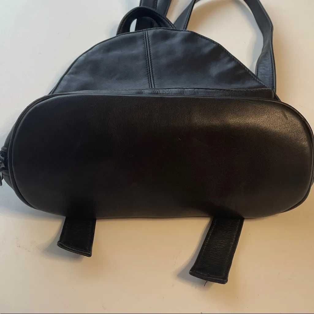 Tignanello Black Leather Backpack Purse - Image 7