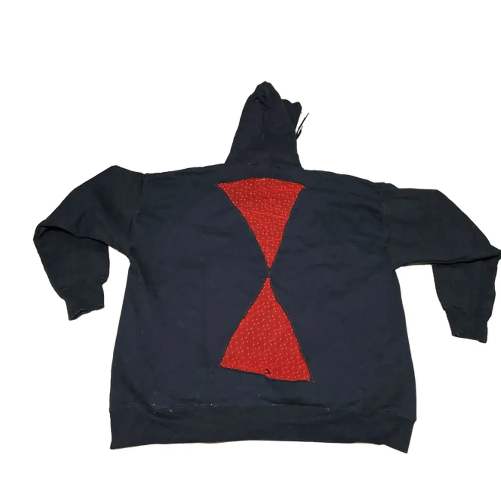 Handmade Black Widow Red Lace Cut Out Back Hoodie Size XL - Image 1